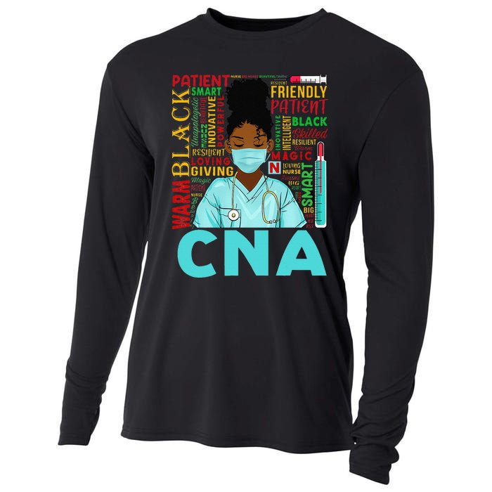 Black Strong Nurse CNA Afro Melanin African American Cooling Performance Long Sleeve Crew