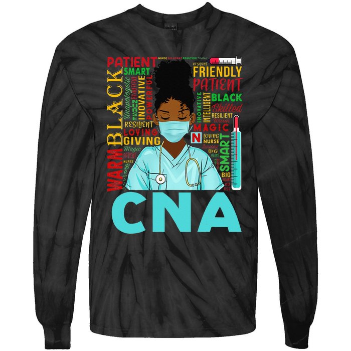 Black Strong Nurse CNA Afro Melanin African American Tie-Dye Long Sleeve Shirt