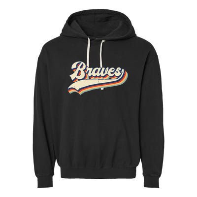 Braves Sports Name Vintage Retro Gift  Garment-Dyed Fleece Hoodie