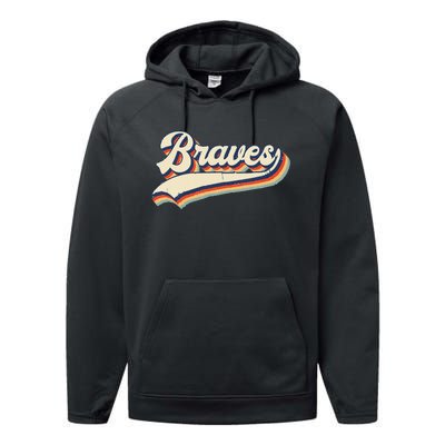 Braves Sports Name Vintage Retro Gift  Performance Fleece Hoodie