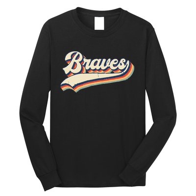 Braves Sports Name Vintage Retro Gift  Long Sleeve Shirt