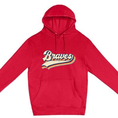 Braves Sports Name Vintage Retro Gift  Premium Pullover Hoodie