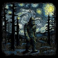 Bigfoot Starry Night Sasquatch Van Gogh Sky Painting Art Cooling Performance Crew T-Shirt