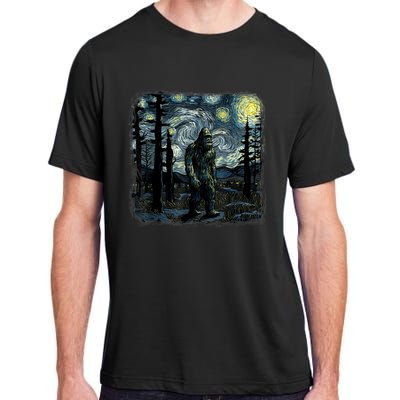 Bigfoot Starry Night Sasquatch Van Gogh Sky Painting Art Adult ChromaSoft Performance T-Shirt