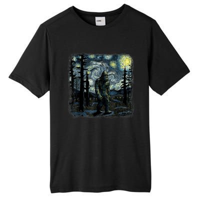 Bigfoot Starry Night Sasquatch Van Gogh Sky Painting Art Tall Fusion ChromaSoft Performance T-Shirt