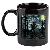 Bigfoot Starry Night Sasquatch Van Gogh Sky Painting Art 11oz C Handle Ceramic Mug