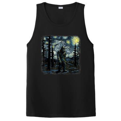 Bigfoot Starry Night Sasquatch Van Gogh Sky Painting Art PosiCharge Competitor Tank