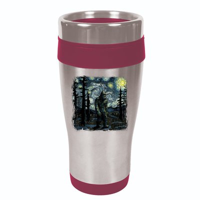 Bigfoot Starry Night Sasquatch Van Gogh Sky Painting Art 16oz Travel Tumbler