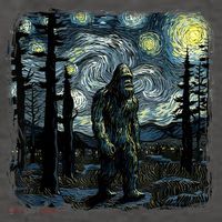Bigfoot Starry Night Sasquatch Van Gogh Sky Painting Art Vector Backpack