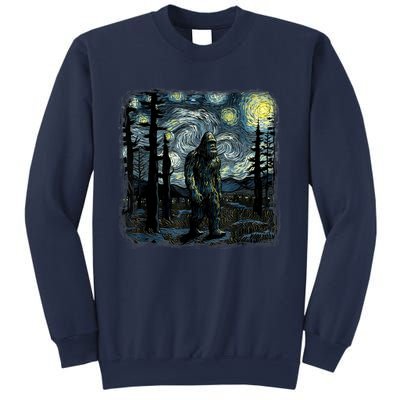 Bigfoot Starry Night Sasquatch Van Gogh Sky Painting Art Sweatshirt