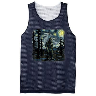 Bigfoot Starry Night Sasquatch Van Gogh Sky Painting Art Mesh Reversible Basketball Jersey Tank