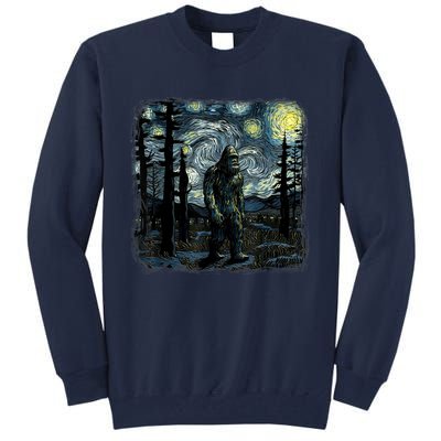 Bigfoot Starry Night Sasquatch Van Gogh Sky Painting Art Tall Sweatshirt