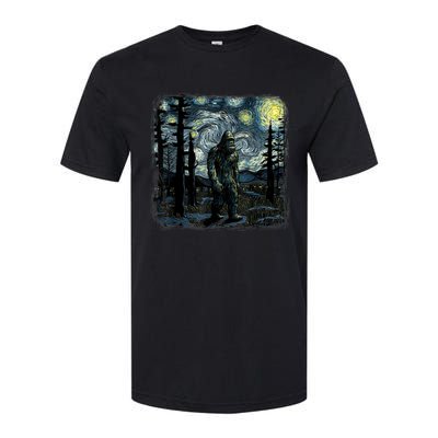 Bigfoot Starry Night Sasquatch Van Gogh Sky Painting Art Softstyle CVC T-Shirt