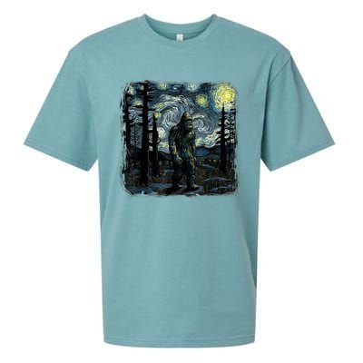 Bigfoot Starry Night Sasquatch Van Gogh Sky Painting Art Sueded Cloud Jersey T-Shirt