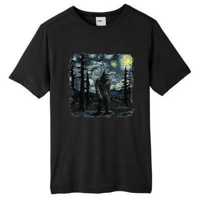 Bigfoot Starry Night Sasquatch Van Gogh Sky Painting Art Tall Fusion ChromaSoft Performance T-Shirt