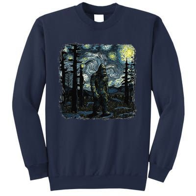 Bigfoot Starry Night Sasquatch Van Gogh Sky Painting Art Sweatshirt