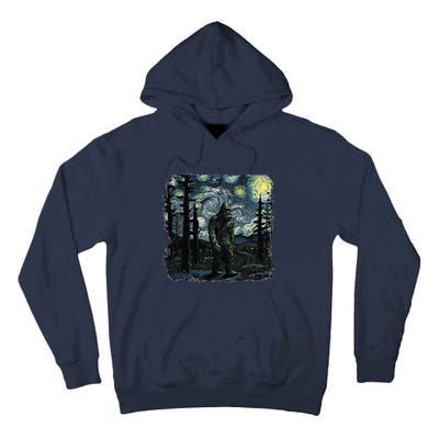 Bigfoot Starry Night Sasquatch Van Gogh Sky Painting Art Tall Hoodie