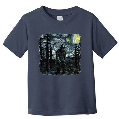 Bigfoot Starry Night Sasquatch Van Gogh Sky Painting Art Toddler T-Shirt