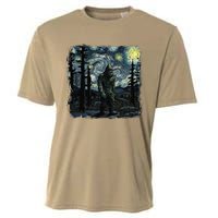 Bigfoot Starry Night Sasquatch Van Gogh Sky Painting Art Cooling Performance Crew T-Shirt