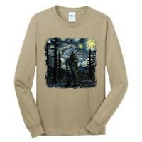 Bigfoot Starry Night Sasquatch Van Gogh Sky Painting Art Tall Long Sleeve T-Shirt