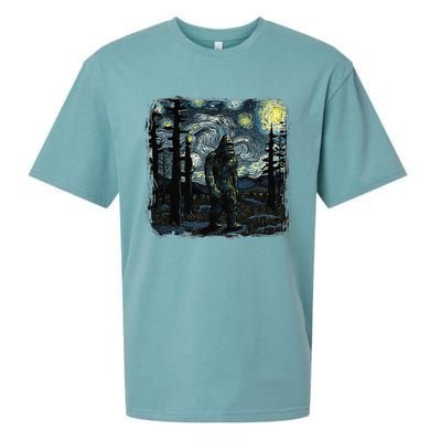 Bigfoot Starry Night Sasquatch Van Gogh Sky Painting Art Sueded Cloud Jersey T-Shirt