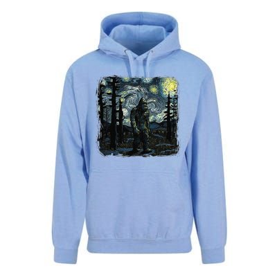 Bigfoot Starry Night Sasquatch Van Gogh Sky Painting Art Unisex Surf Hoodie