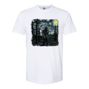 Bigfoot Starry Night Sasquatch Van Gogh Sky Painting Art Softstyle CVC T-Shirt