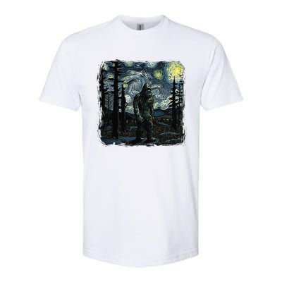 Bigfoot Starry Night Sasquatch Van Gogh Sky Painting Art Softstyle CVC T-Shirt