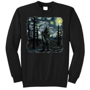 Bigfoot Starry Night Sasquatch Van Gogh Sky Painting Sweatshirt