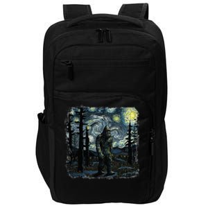 Bigfoot Starry Night Sasquatch Van Gogh Sky Painting Impact Tech Backpack