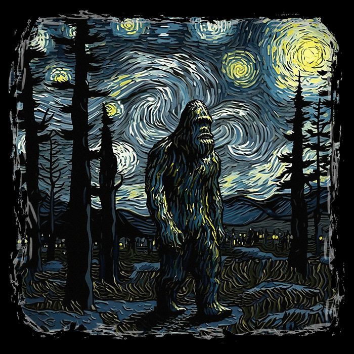 Bigfoot Starry Night Sasquatch Van Gogh Sky Painting Impact Tech Backpack