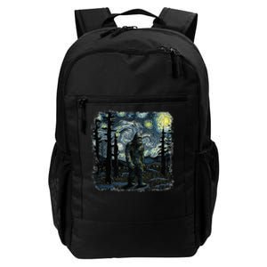 Bigfoot Starry Night Sasquatch Van Gogh Sky Painting Daily Commute Backpack