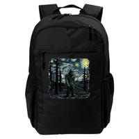 Bigfoot Starry Night Sasquatch Van Gogh Sky Painting Daily Commute Backpack