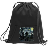 Bigfoot Starry Night Sasquatch Van Gogh Sky Painting Sweatshirt Cinch Pack Bag