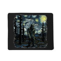 Bigfoot Starry Night Sasquatch Van Gogh Sky Painting Mousepad