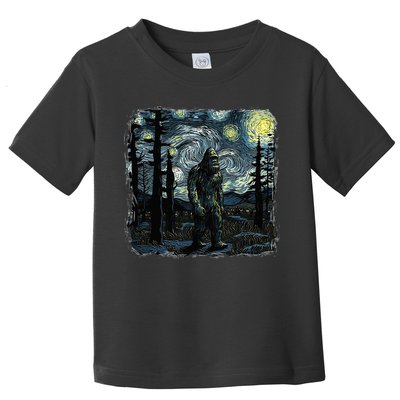 Bigfoot Starry Night Sasquatch Van Gogh Sky Painting Toddler T-Shirt