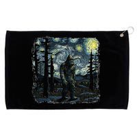 Bigfoot Starry Night Sasquatch Van Gogh Sky Painting Grommeted Golf Towel