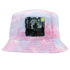 Bigfoot Starry Night Sasquatch Van Gogh Sky Painting Tie-Dyed Bucket Hat