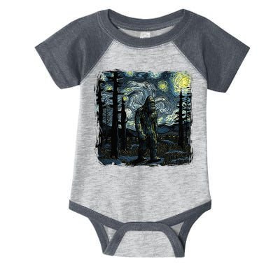 Bigfoot Starry Night Sasquatch Van Gogh Sky Painting Infant Baby Jersey Bodysuit