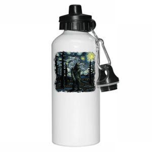 Bigfoot Starry Night Sasquatch Van Gogh Sky Painting Aluminum Water Bottle