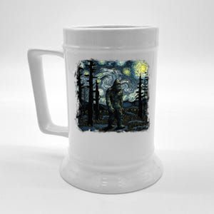 Bigfoot Starry Night Sasquatch Van Gogh Sky Painting Beer Stein