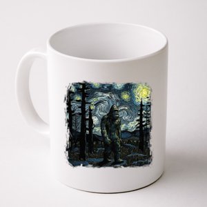 Bigfoot Starry Night Sasquatch Van Gogh Sky Painting Coffee Mug