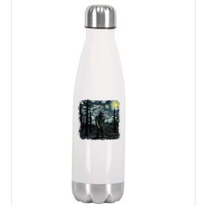 Bigfoot Starry Night Sasquatch Van Gogh Sky Painting Stainless Steel Insulated Water Bottle