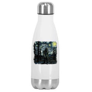 Bigfoot Starry Night Sasquatch Van Gogh Sky Painting Stainless Steel Insulated Water Bottle