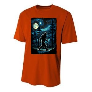 Bigfoot Starry Night Sasquatch Van Gogh Sky Painting Art Performance Sprint T-Shirt