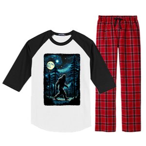 Bigfoot Starry Night Sasquatch Van Gogh Sky Painting Art Raglan Sleeve Pajama Set