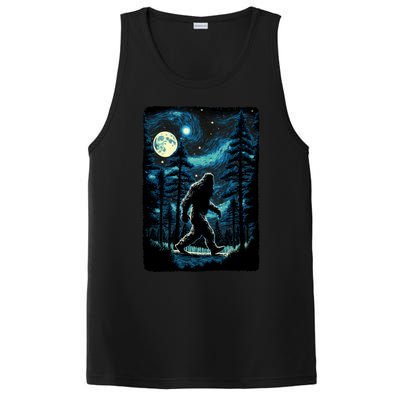 Bigfoot Starry Night Sasquatch Van Gogh Sky Painting Art PosiCharge Competitor Tank