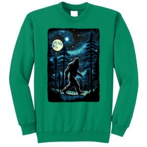 Bigfoot Starry Night Sasquatch Van Gogh Sky Painting Art Sweatshirt