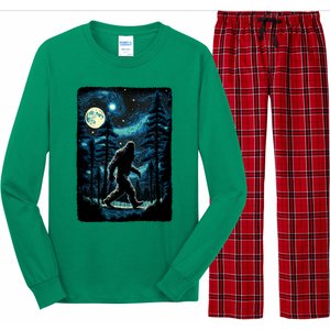 Bigfoot Starry Night Sasquatch Van Gogh Sky Painting Art Long Sleeve Pajama Set