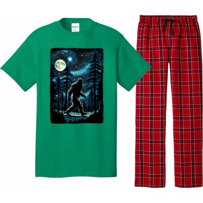 Bigfoot Starry Night Sasquatch Van Gogh Sky Painting Art Pajama Set